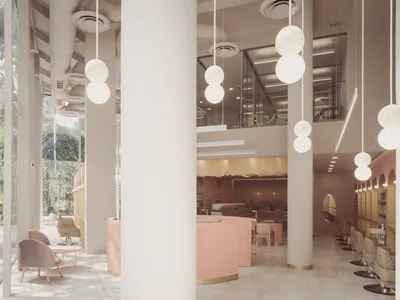 VOID Studio Wraps a Mexico City Beauty Salon in Curves, Brass, and Choreographed Pink