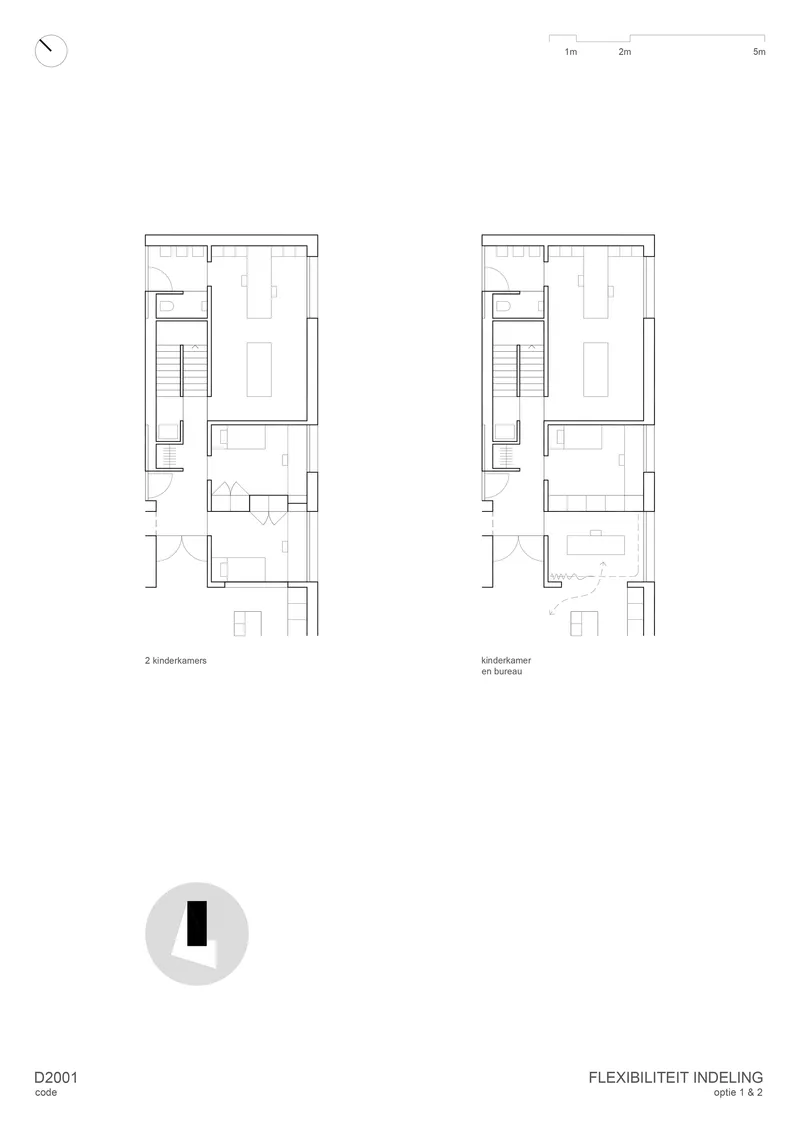 Floor plan variations showing two and three bedroom configurations side by side