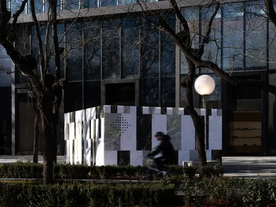 Bufen Atelier Carves a Marble Monolith into a Sidewalk Kiosk on a Beijing Avenue