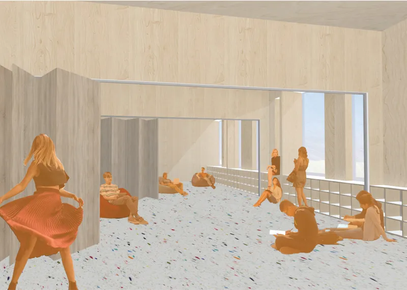 Flexible interior landscape designed for informal learning, collaboration, and individual exploration.