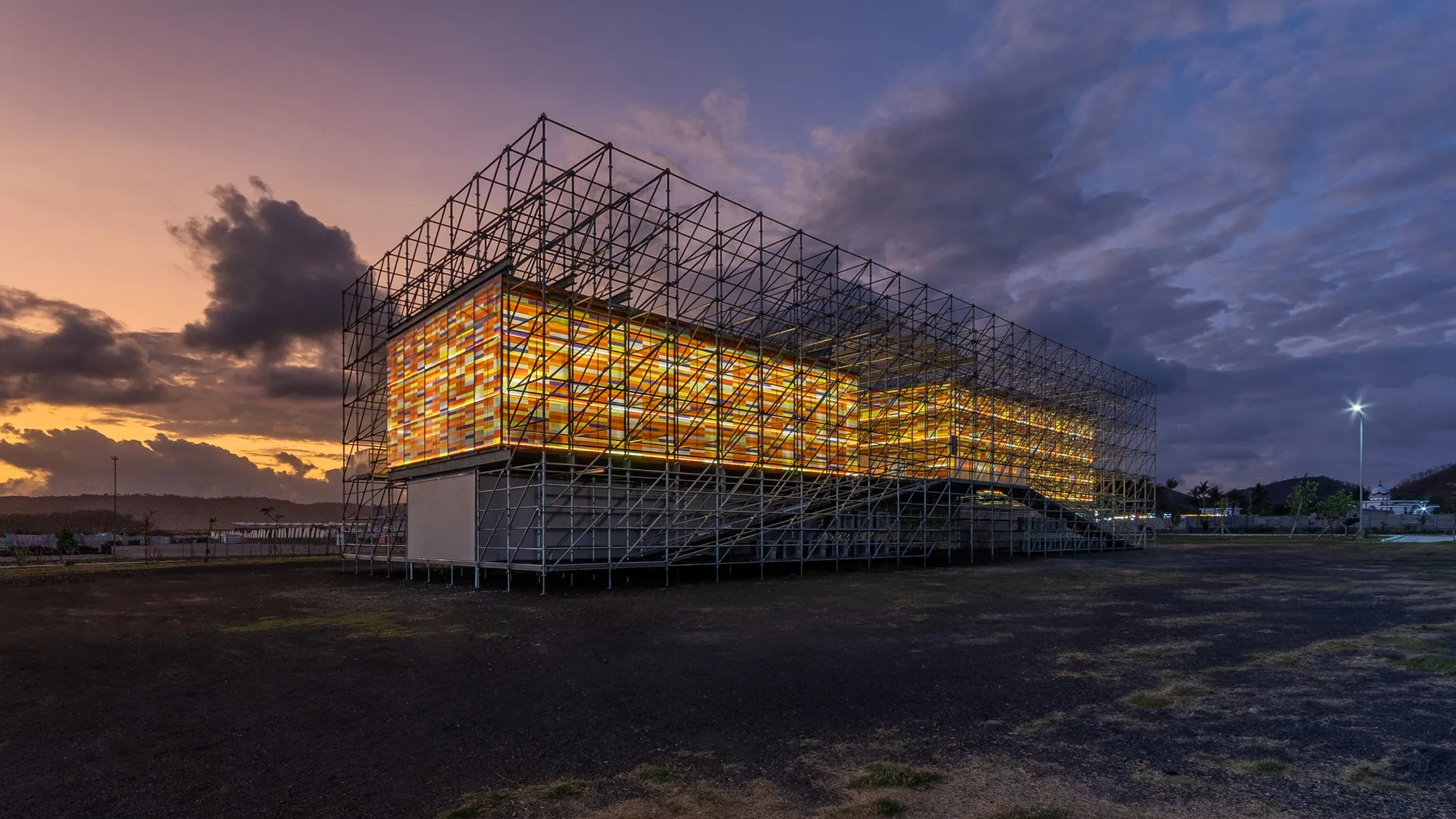 AT-LARS Wraps a MotoGP Gallery in Scaffolding and Speed on the Coast of Lombok