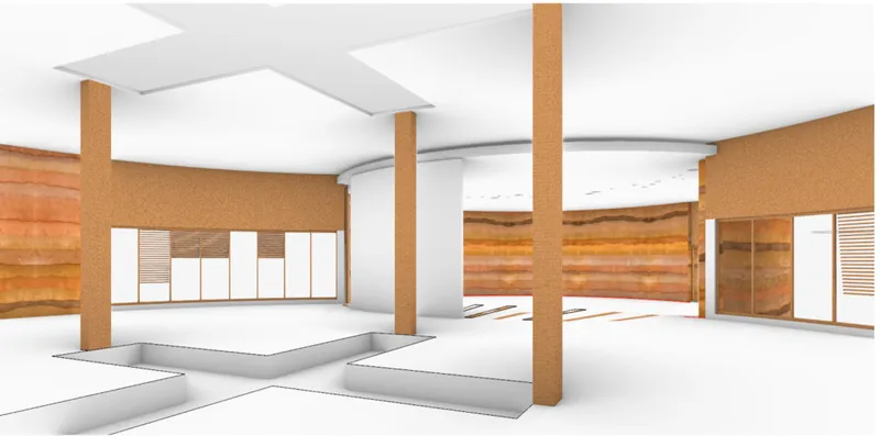 Workshop and eatery zones designed for gathering, learning, and shared community activities.