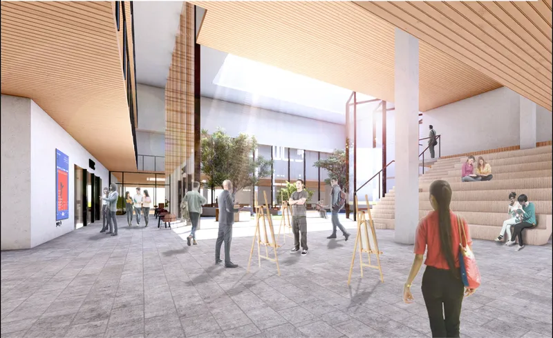 Sunlit communal interiors encourage spontaneous interaction, creative engagement, and shared learning experiences beyond the traditional classroom.