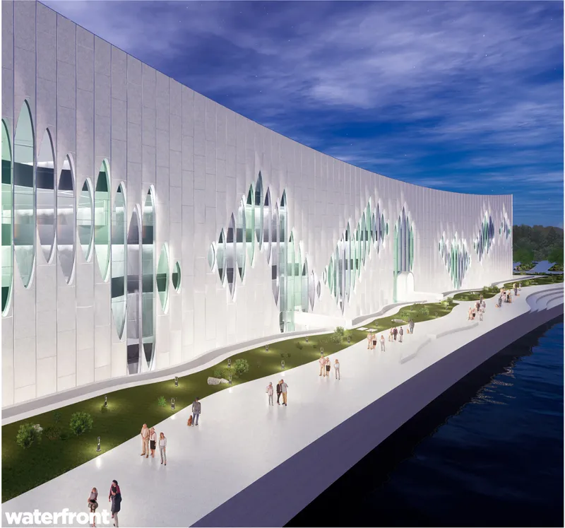 Public waterfront promenade activating the urban edge