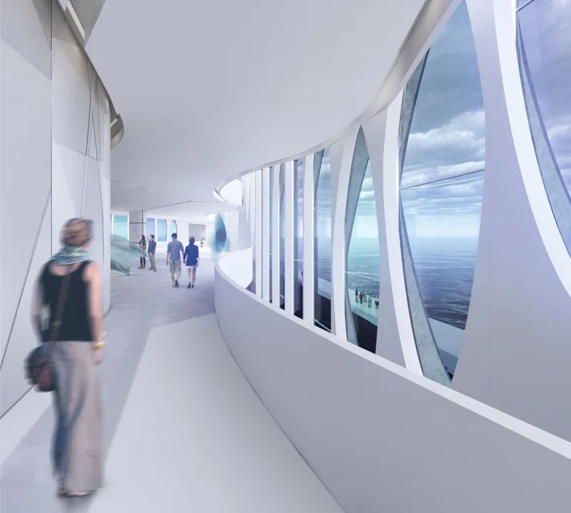 Fluid interior circulation with panoramic sea views