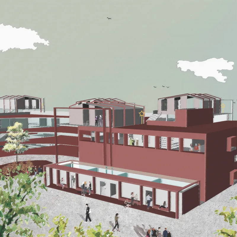 Multifunctional school architecture blending academic, social, and public spaces into one cohesive environment.