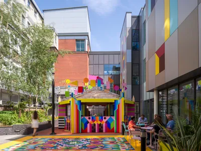 Morag Myerscough Fills a Sheffield Hospital Courtyard with Color, Wood, and Joy