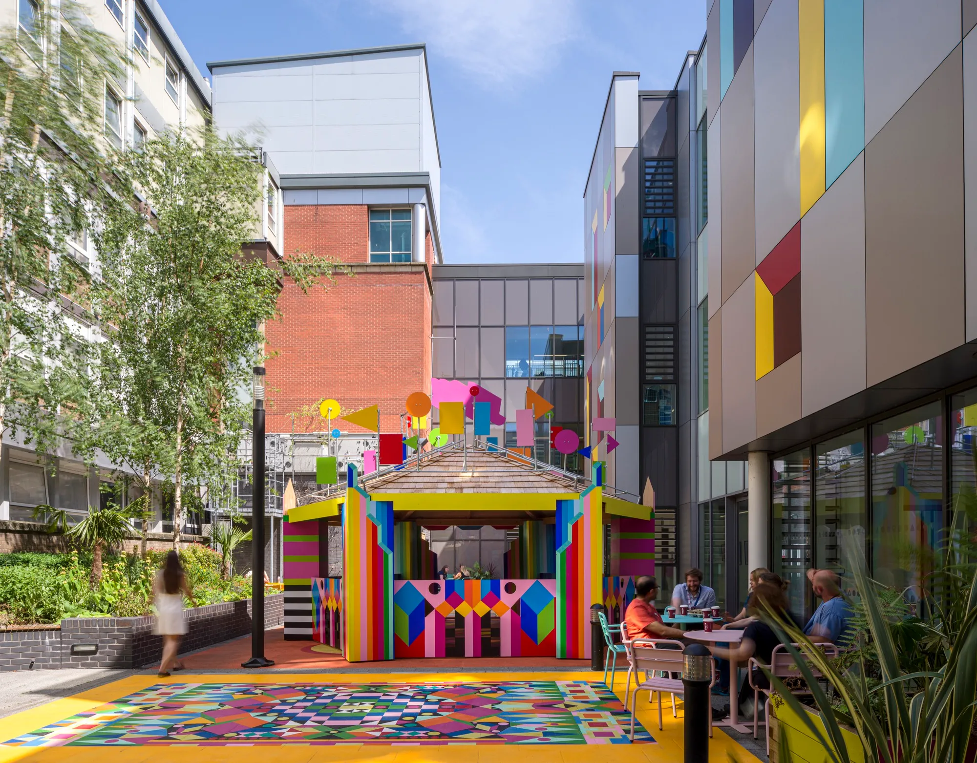 Morag Myerscough Fills a Sheffield Hospital Courtyard with Color, Wood, and Joy