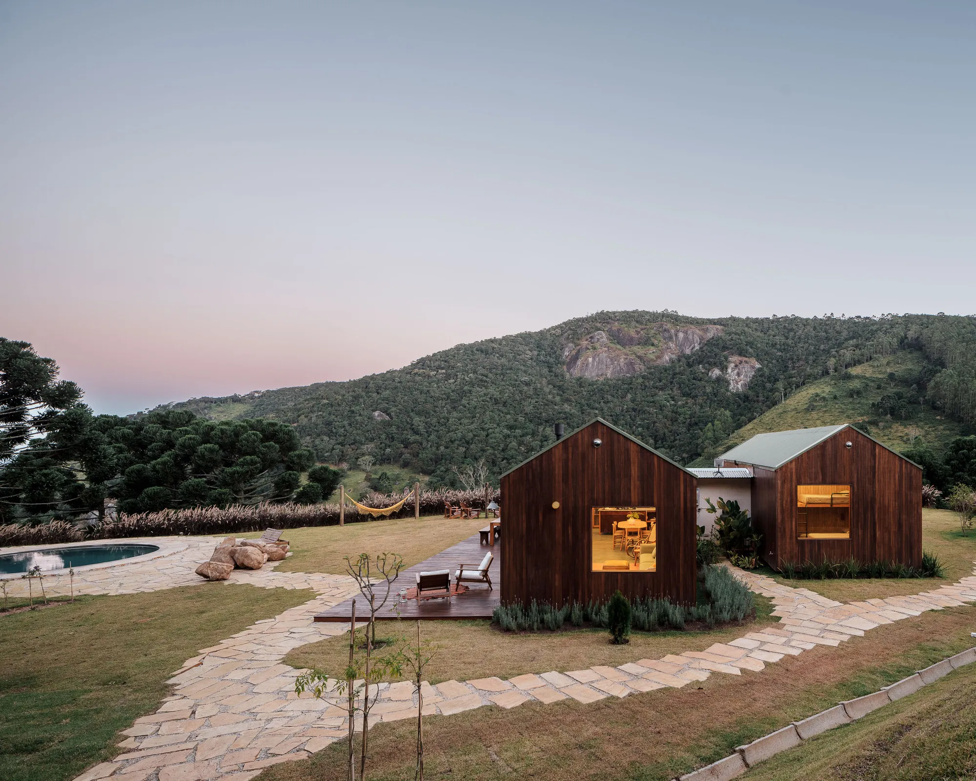 Estúdio HAA! Splits a Prefab Mountain Retreat into Two Timber Pavilions in Brazil's Serra da Mantiqueira