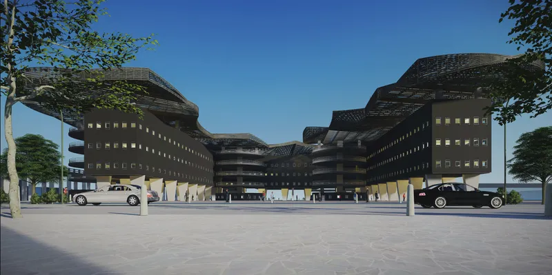 Fluid school facade unified by a dynamic climate-responsive canopy