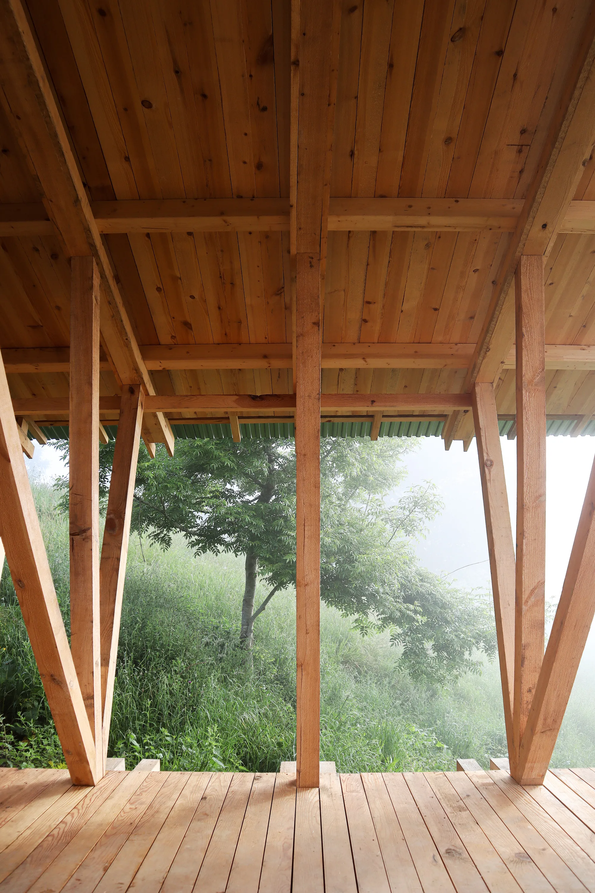 Atelier Poem Plants a Timber Pavilion on the Footprint of an Asturian Barn