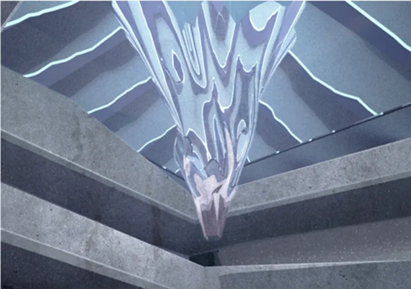 Melting core expressed through cascading forms and refracted light