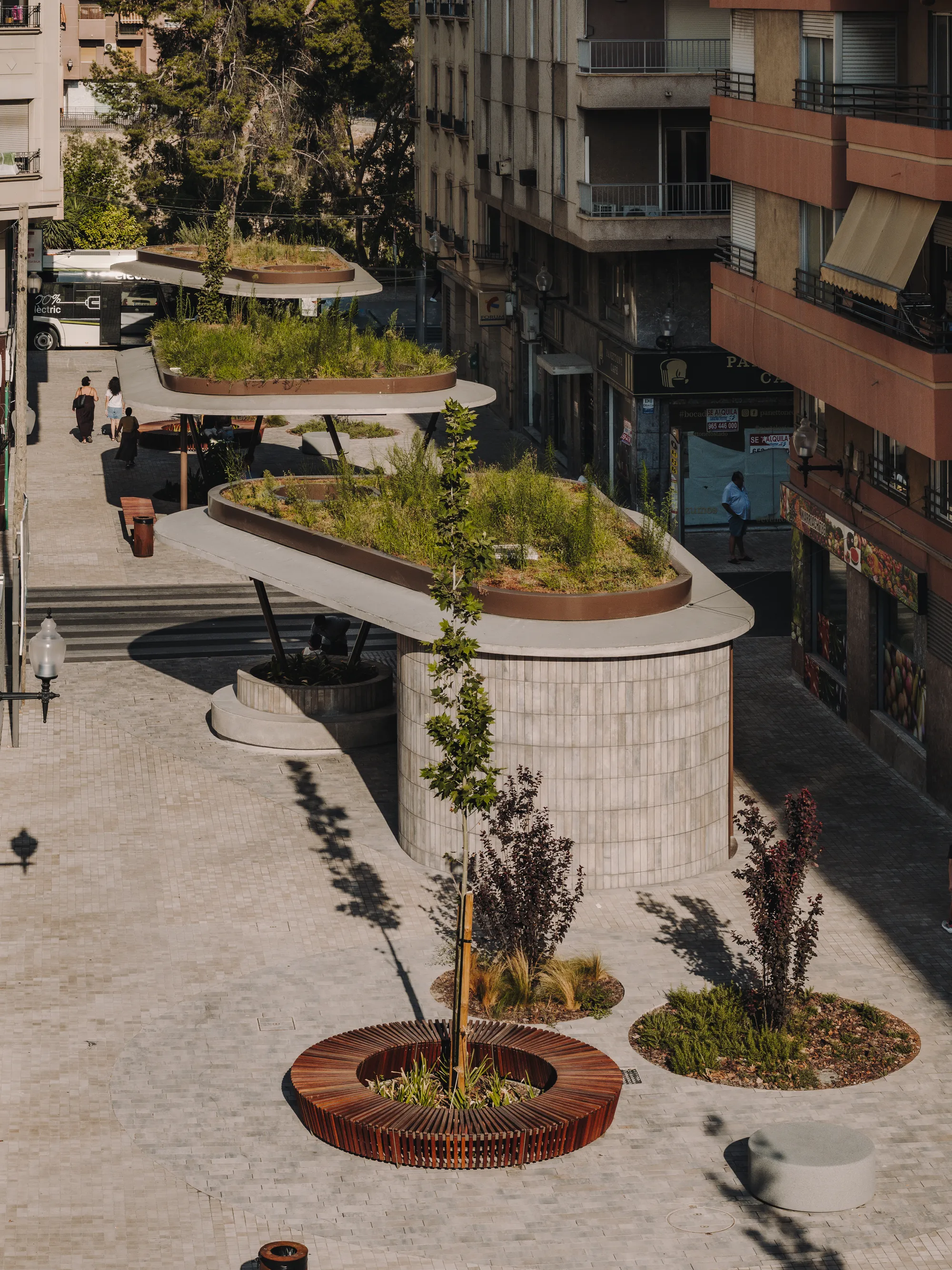 ARN Arquitectos Turns an Elche Bus Stop into a Green-Roofed Climate Refuge