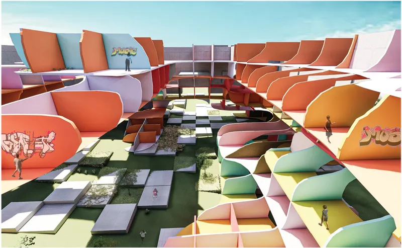 Dynamic interior learning spaces encourage creativity, interaction, and personal expression within a continuously evolving educational environment.
