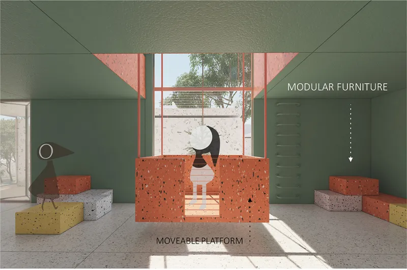 Moveable platforms enable dynamic interaction and flexible learning environments.