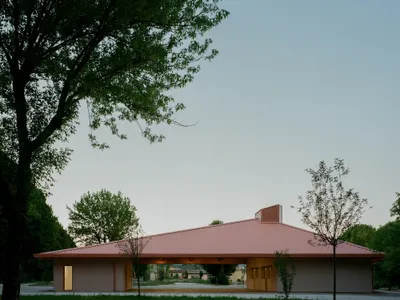 Caret Studio Gives a Tuscan Town Its Living Room Back with a Pink Glulam Pavilion