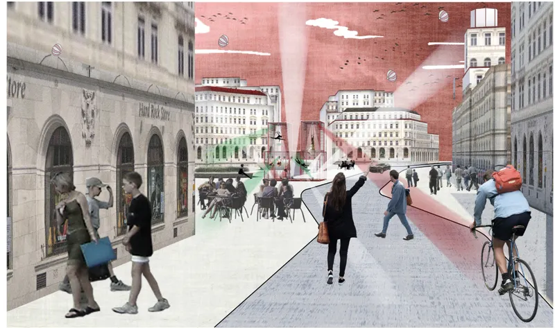 Street becomes stage as light, movement, and modules guide public interaction
