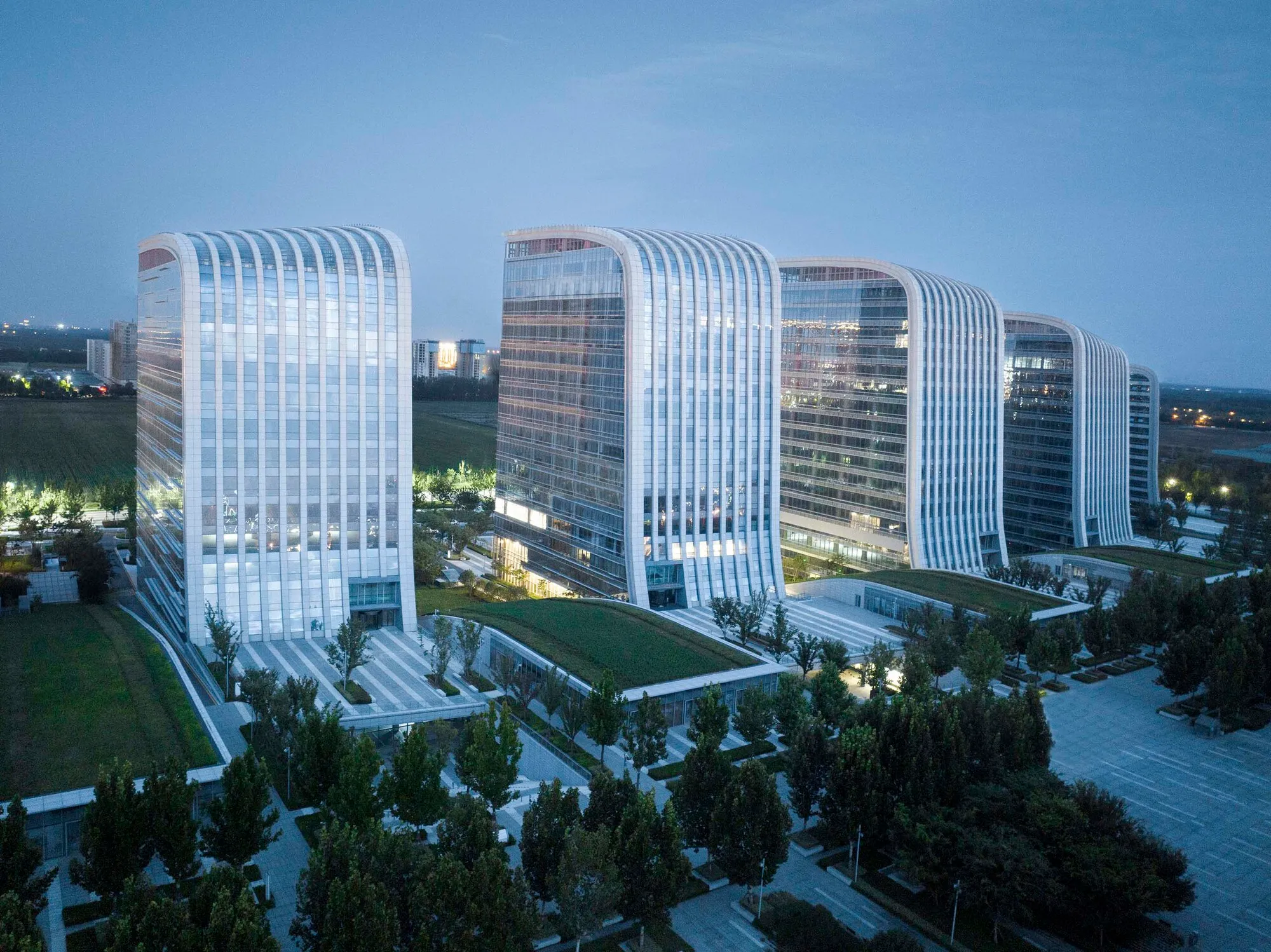 Laguarda.Low Architects Sculpts Seven Towers into an Artificial Mountain Range in Jining, China
