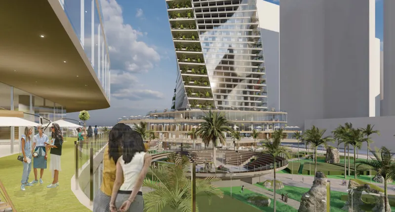 Terraced green plazas and sculptural towers redefine high-rise community living in downtown Singapore.