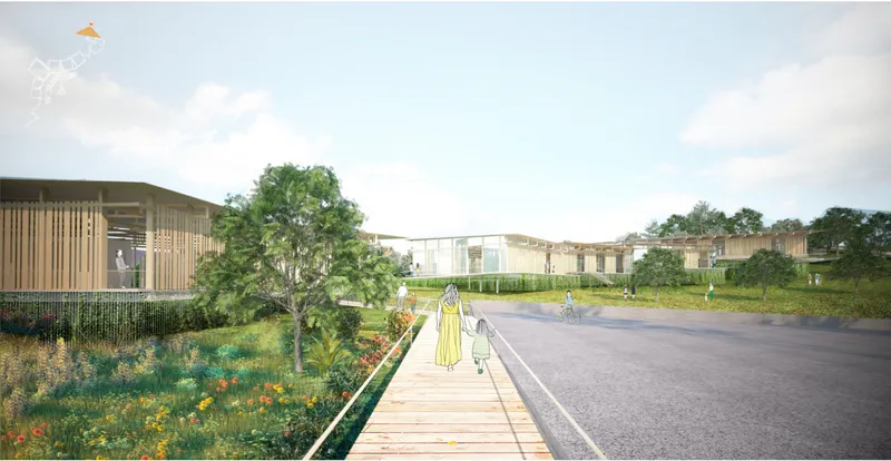 Sustainable timber architecture blending seamlessly with nature and wildlife rehabilitation.