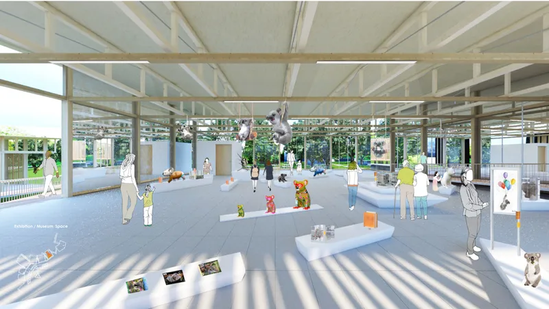 Open exhibition space designed to connect visitors with koala conservation and ecology.