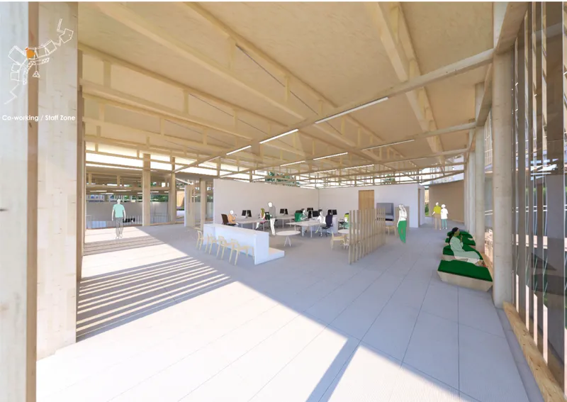 Flexible co-working environment supporting research, education, and wildlife collaboration.