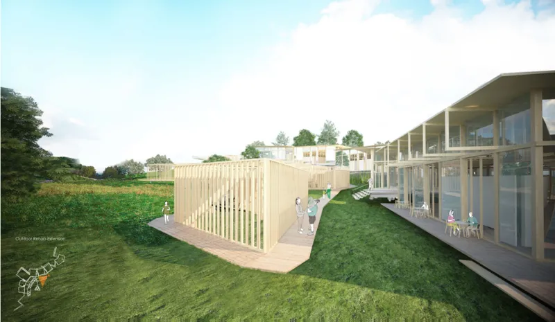 Outdoor rehabilitation extension designed for koala recovery within natural surroundings.