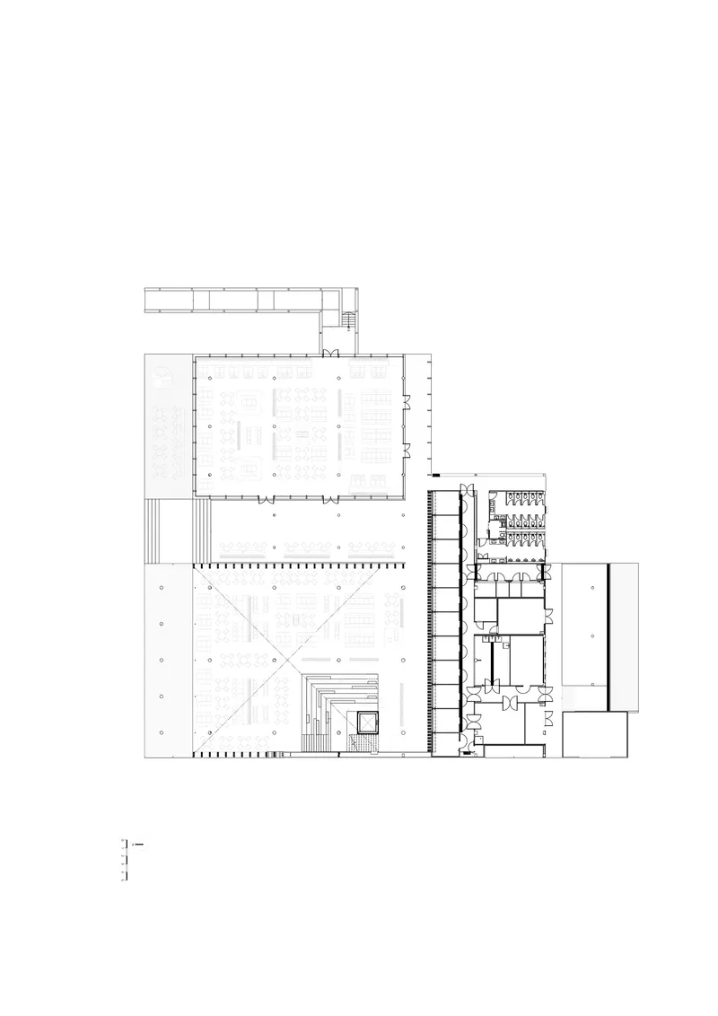 Floor plan drawing showing the full campus layout with multiple wings and a central courtyard