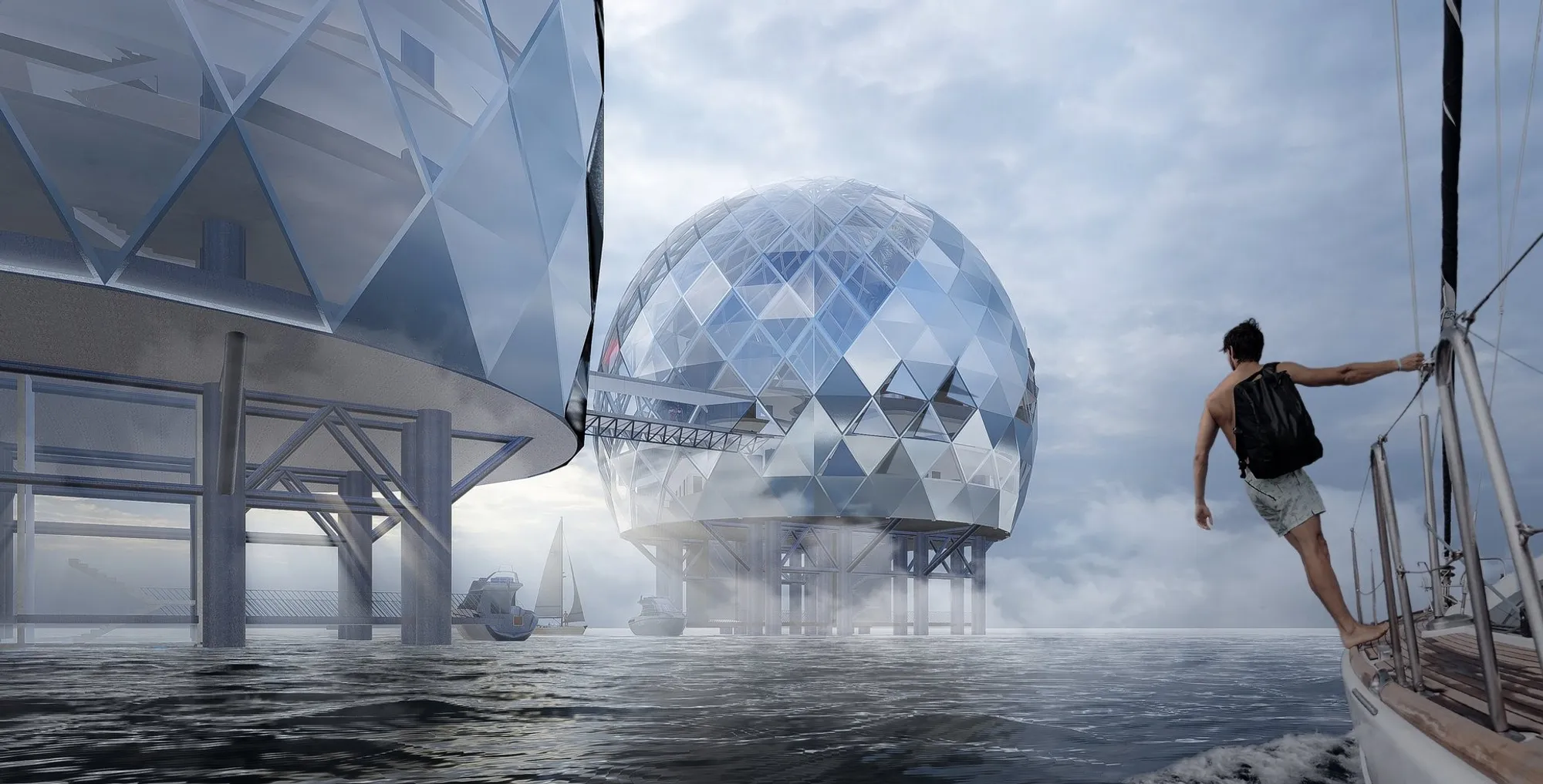 Between Sky and Water | Futuristic Ocean Architecture Reimagining Offshore Oil Rigs