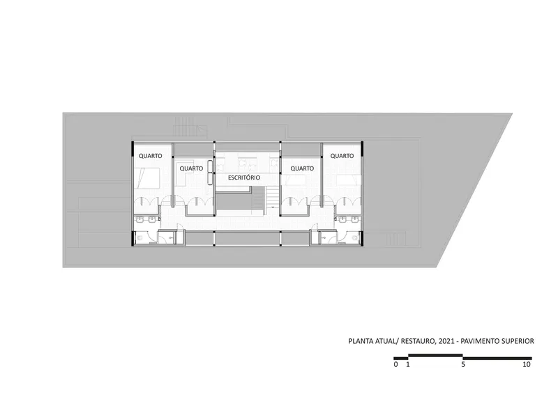 Upper floor plan drawing showing revised bedroom layout with additional closet and bathroom spaces