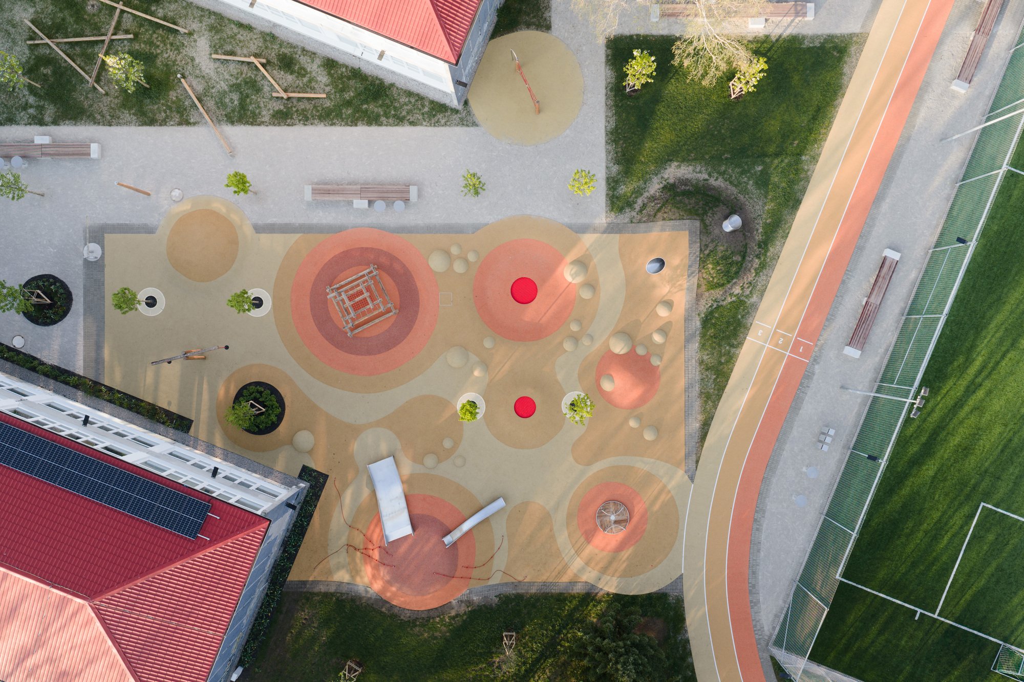 Šercel Švec Transforms a Slovak Schoolyard into a Landscape of Play, Sport, and Ecology