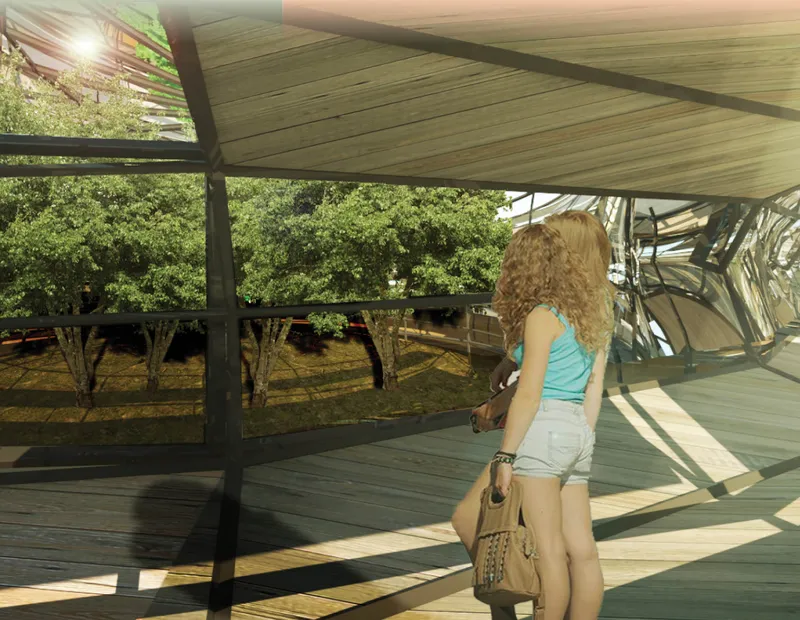 Elevated walkway system offering uninterrupted visual connections between visitors, nature, and protected koala habitats.