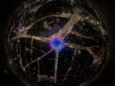 Brut Deluxe Suspends a 2,000 Square Meter LED Iris Over a Madrid Plaza