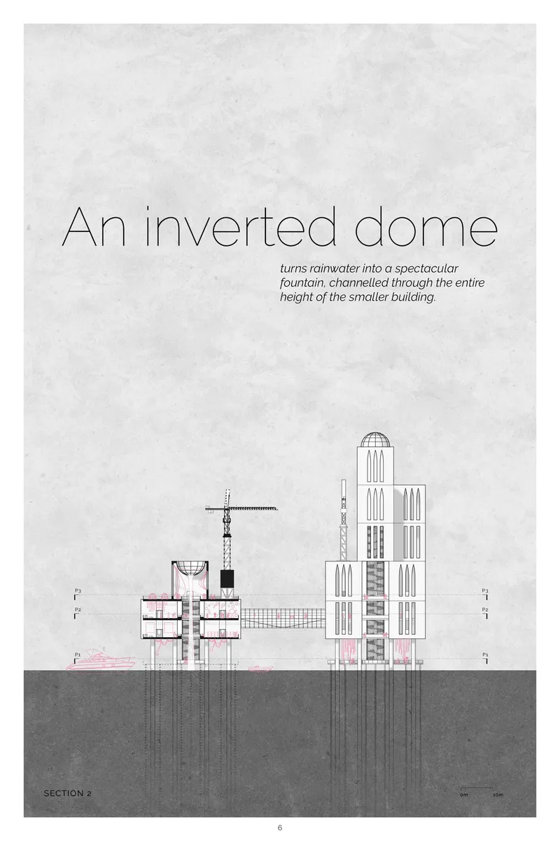 Rainwater, light, and spatial drama converge to create a powerful experience of transformation and reflection.