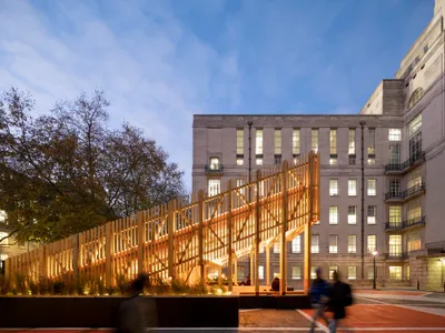BDP Transforms a Barren London Car Park into a Glowing Timber Staircase to Nowhere and Everywhere