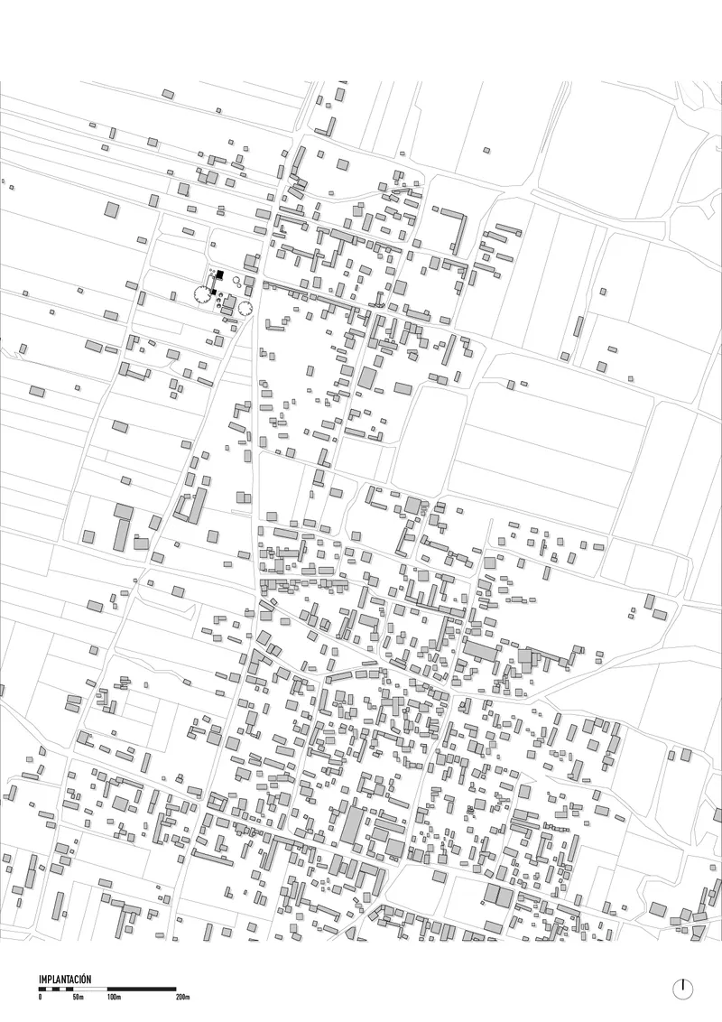 Site plan drawing showing the scattered arrangement of buildings across a rural settlement
