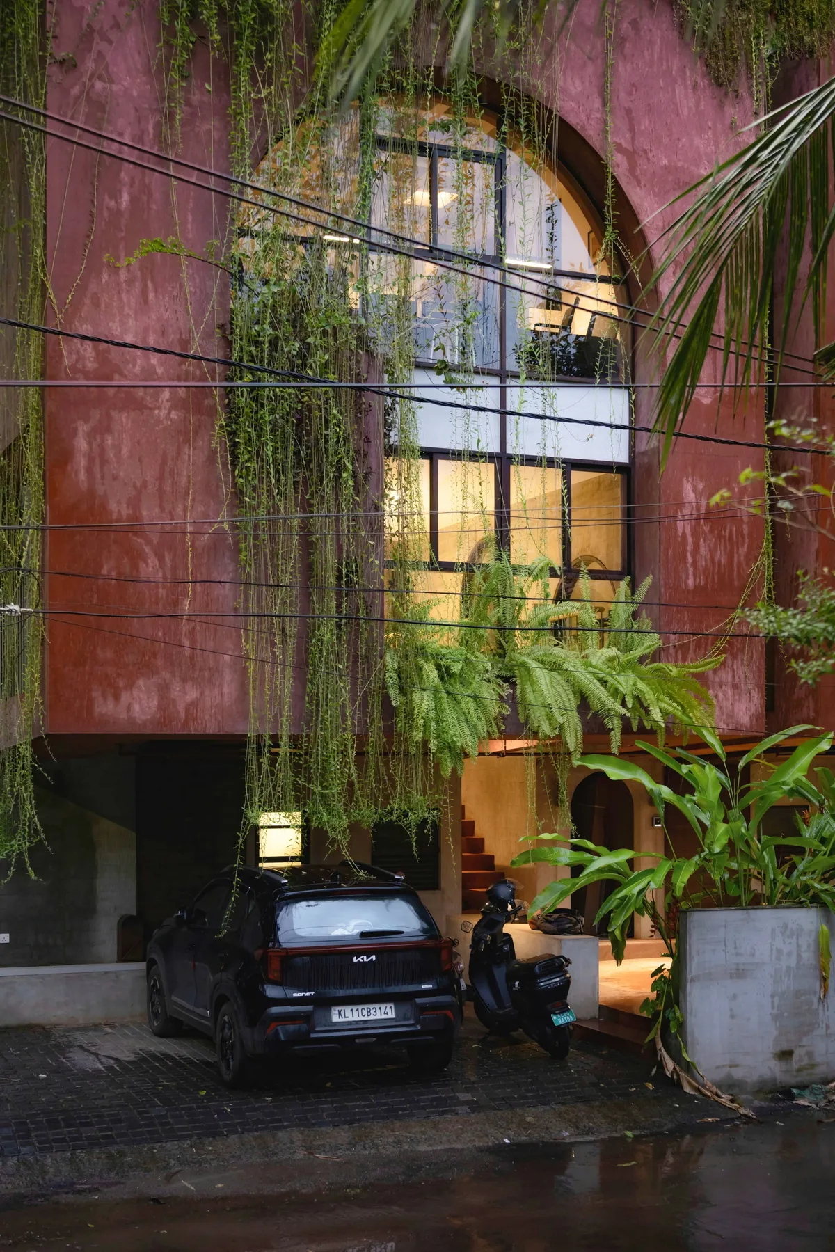 SOHO Architects Stacks Work and Living into a Pink Twin Block on a Tiny Plot in Calicut