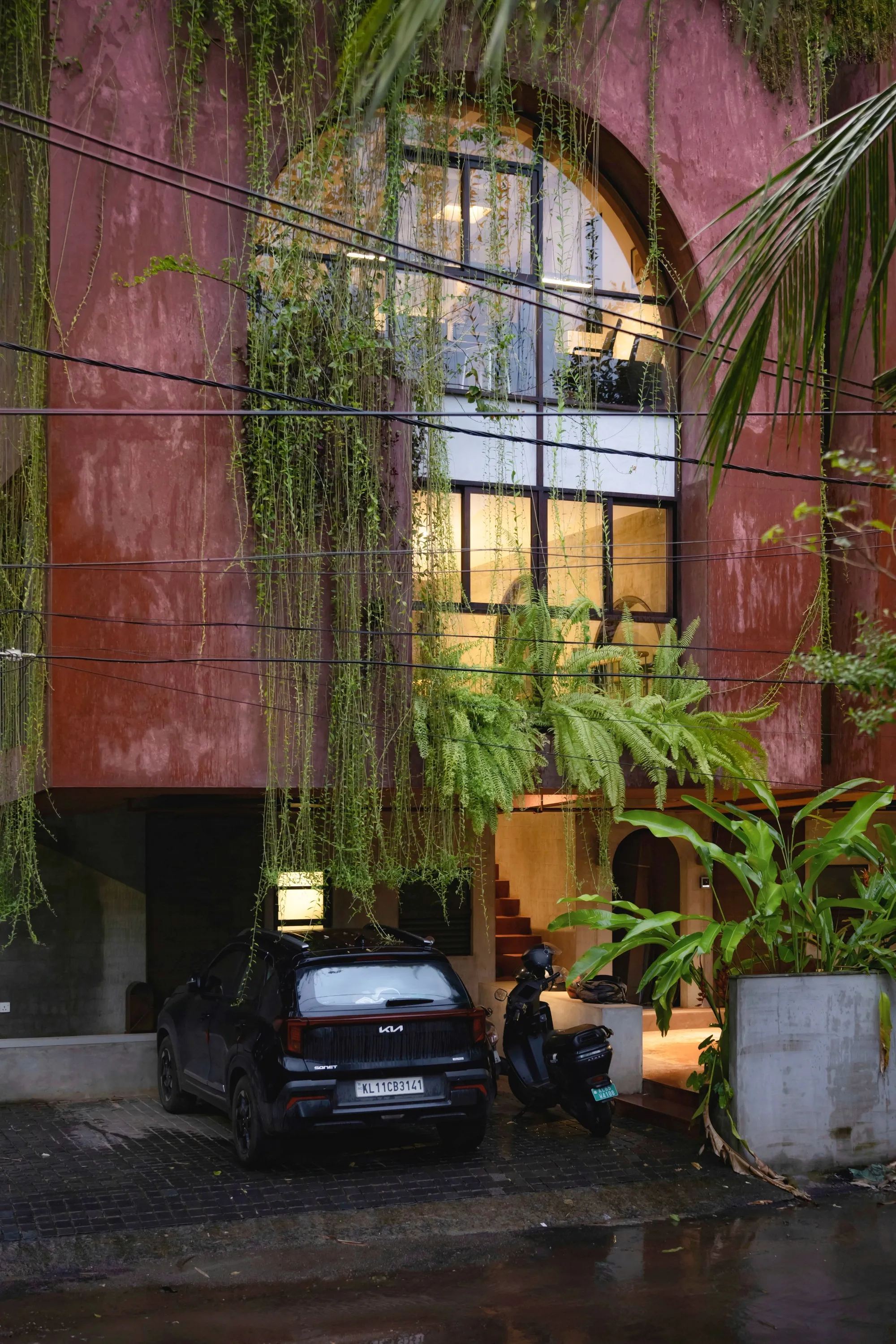 SOHO Architects Stacks Work and Living into a Pink Twin Block on a Tiny Plot in Calicut