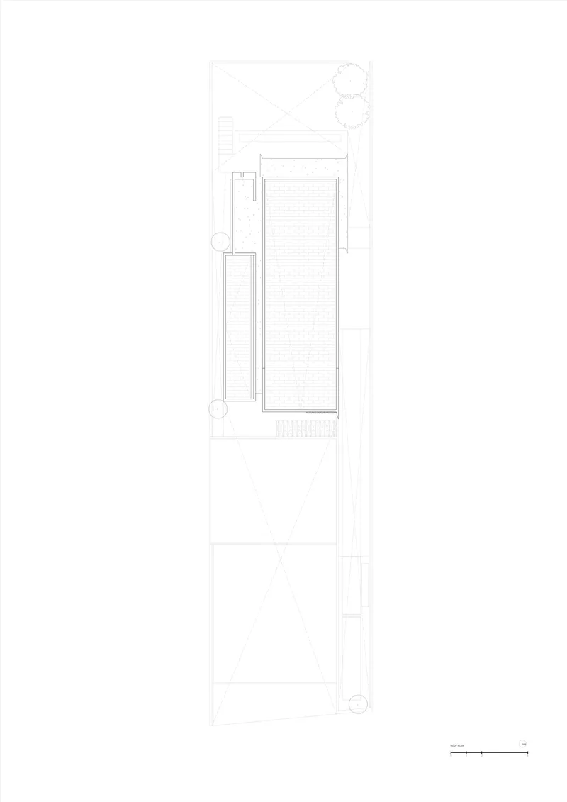Roof plan showing pool terrace and landscaped areas with tree symbols