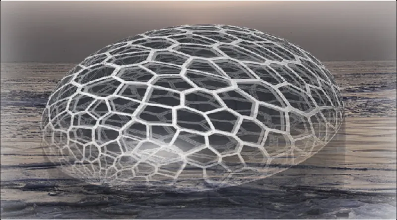 The membrane shell uses a cell-like structure to strengthen and protect the floating habitat.