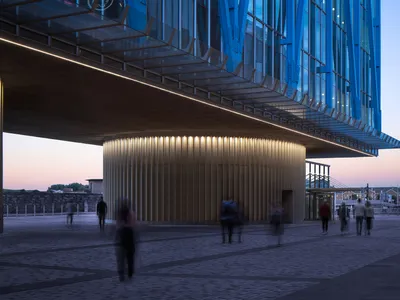 Shay Cleary Architects Lifts Ireland's Tallest Office Building on a Blue Steel Exoskeleton in Dublin