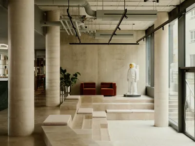 Bruzkus Greenberg Turns a Berlin Office Building into a Living Room at Alexanderplatz