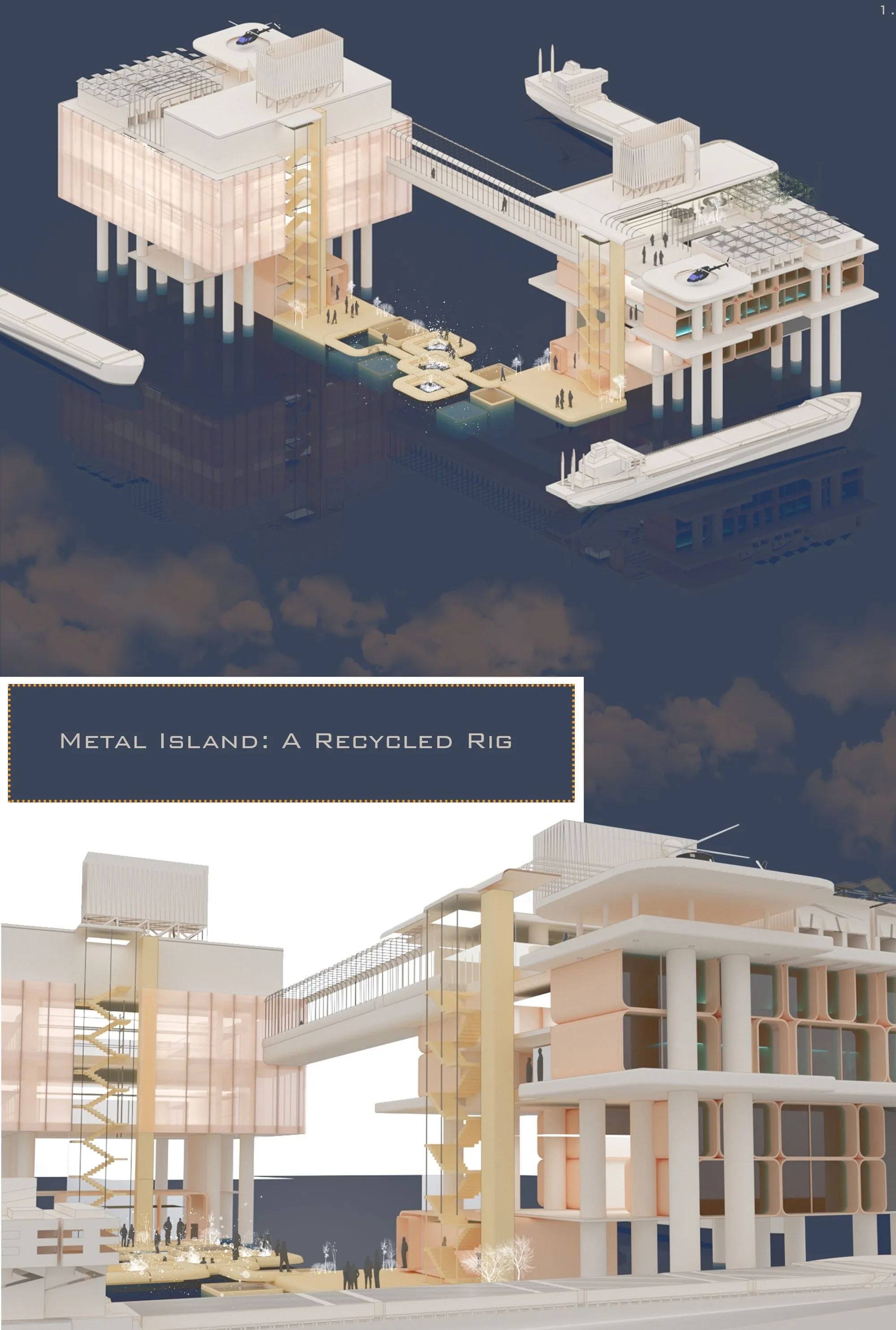 Proximity Land: Adaptive Reuse Architecture Reimagining an Old Oil Rig as a Marine Cultural Habitat