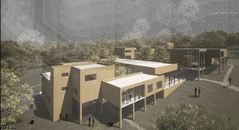 Modular architecture integrates seamlessly with the surrounding ecosystem, supporting recovery, education, and conservation.