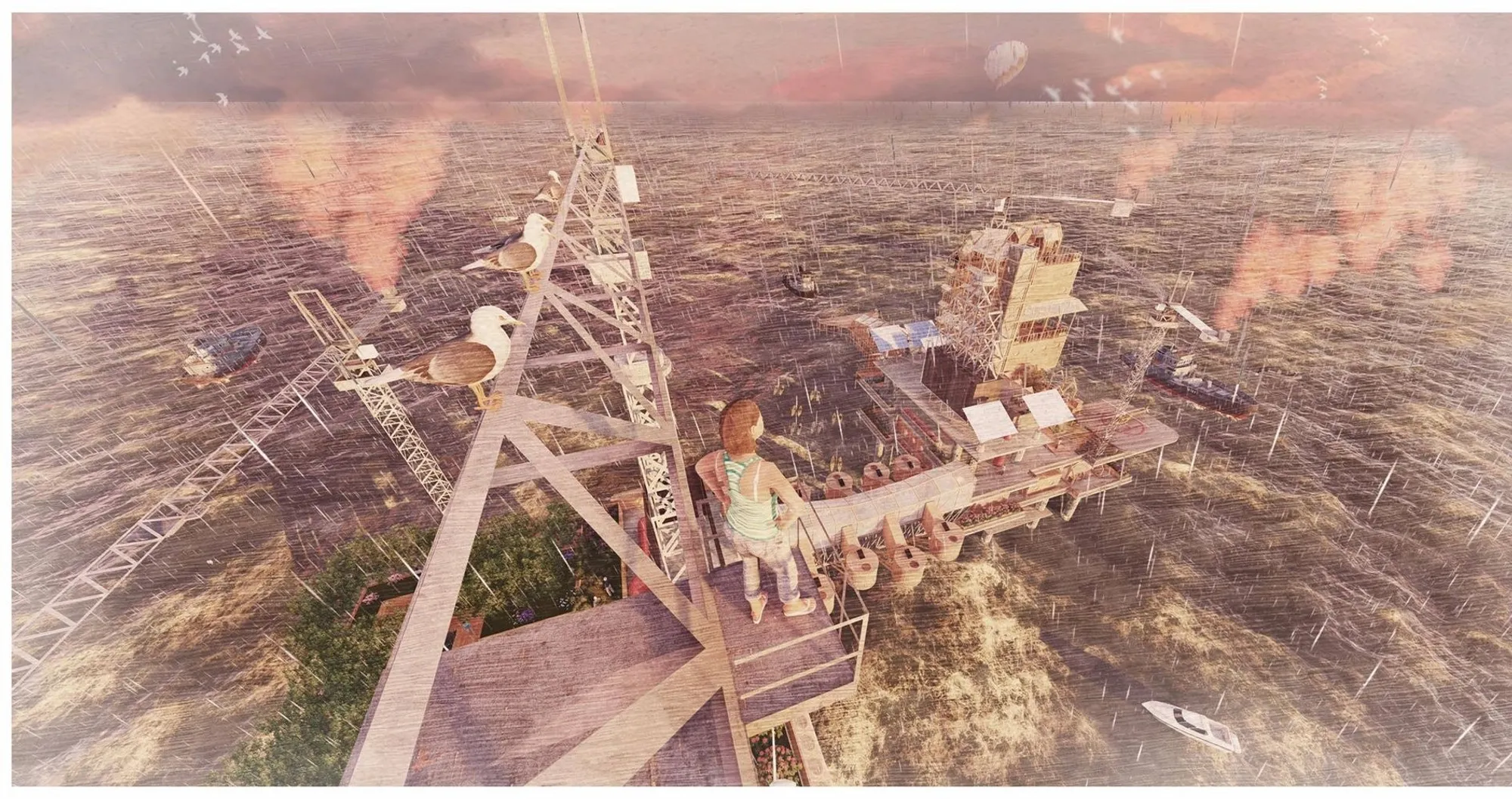 Proximity Island: Adaptive Reuse Architecture Reimagines an Oil Rig as a Floating Sanctuary for Reflection and Ecologica