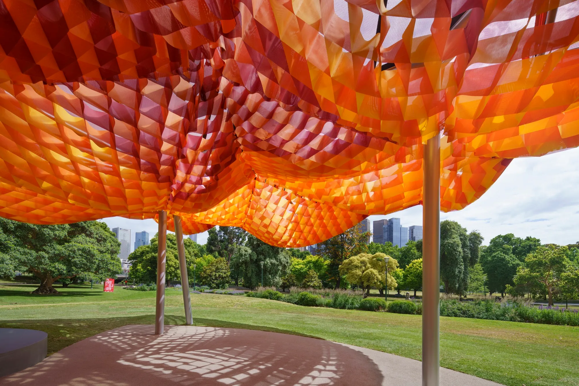 all(zone) Drapes a Three-Layered Tensile Canopy over Melbourne's Queen Victoria Gardens