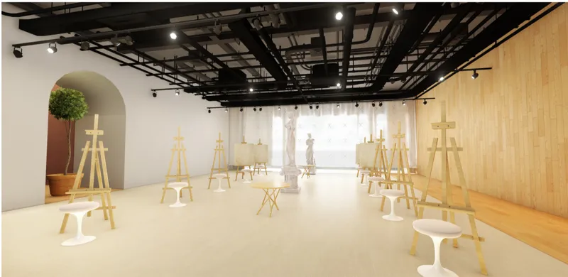Flexible art studio and exhibition space designed within the adaptive reuse of the offshore oil rig.