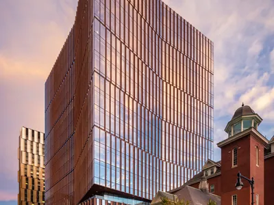 Weiss/Manfredi Gives MIT's Kendall Square a Crystalline Tower Wrapped in Terra-Cotta Fins