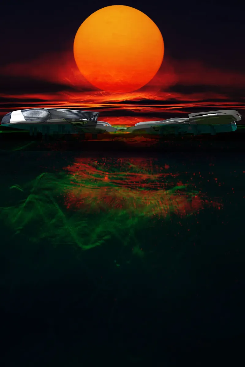 Speculative ocean architecture exploring coexistence between marine ecosystems and human habitation.