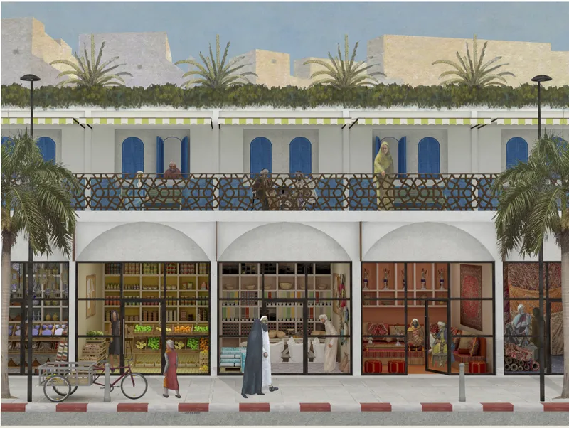 Active Frontage and Cultural Marketplace Bringing Daily Life, Commerce, and Community Together in a Vibrant Streetscape.